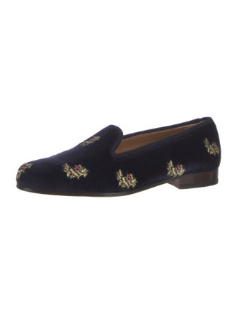 Stubbs & Wootton Velvet Printed Loafers