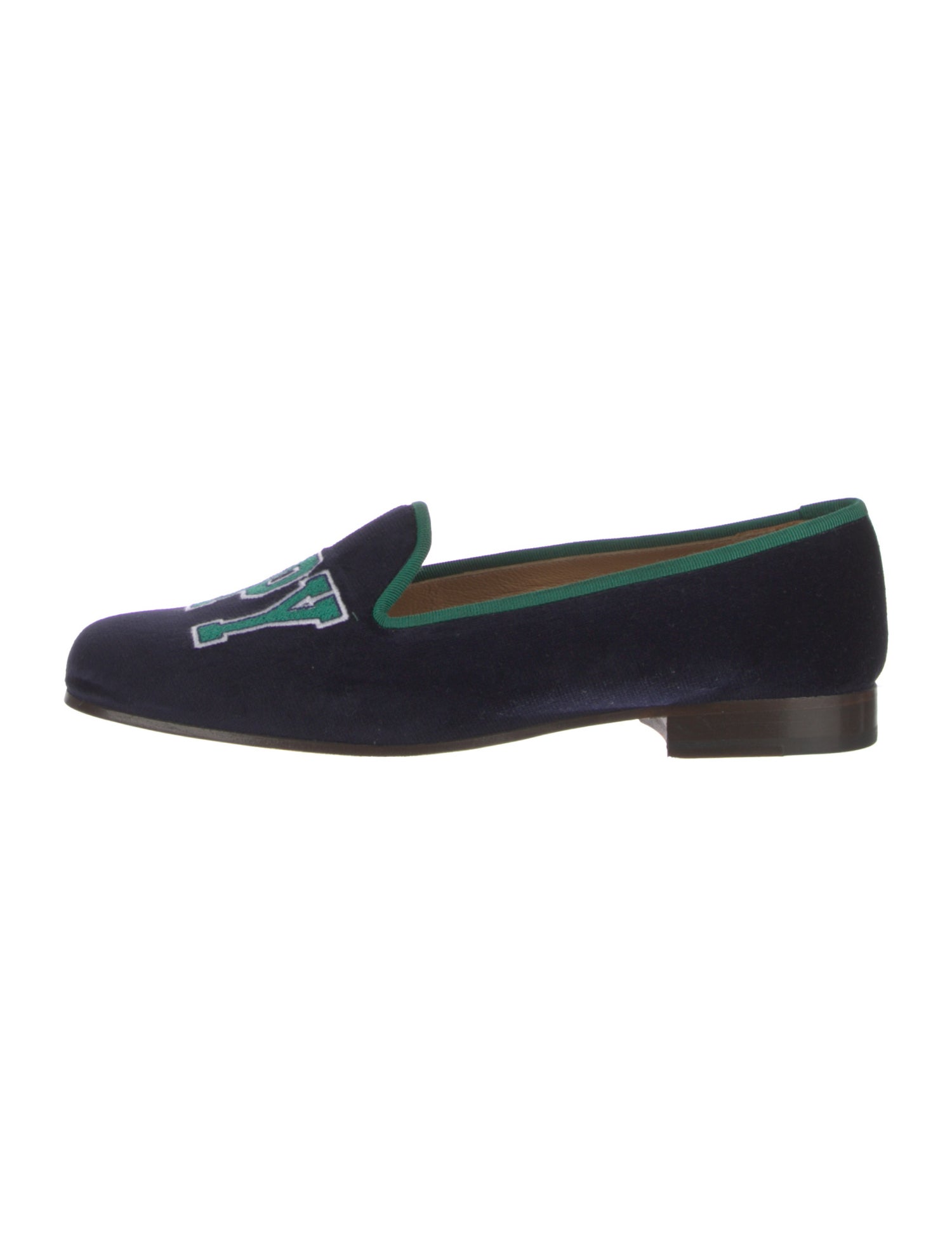 Stubbs & Wootton Velvet Embroidered Accent Loafers