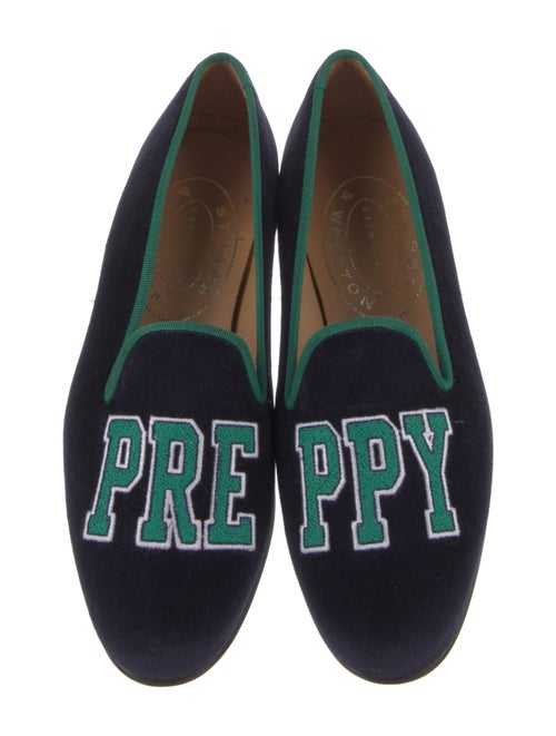 Stubbs & Wootton Velvet Embroidered Accent Loafers