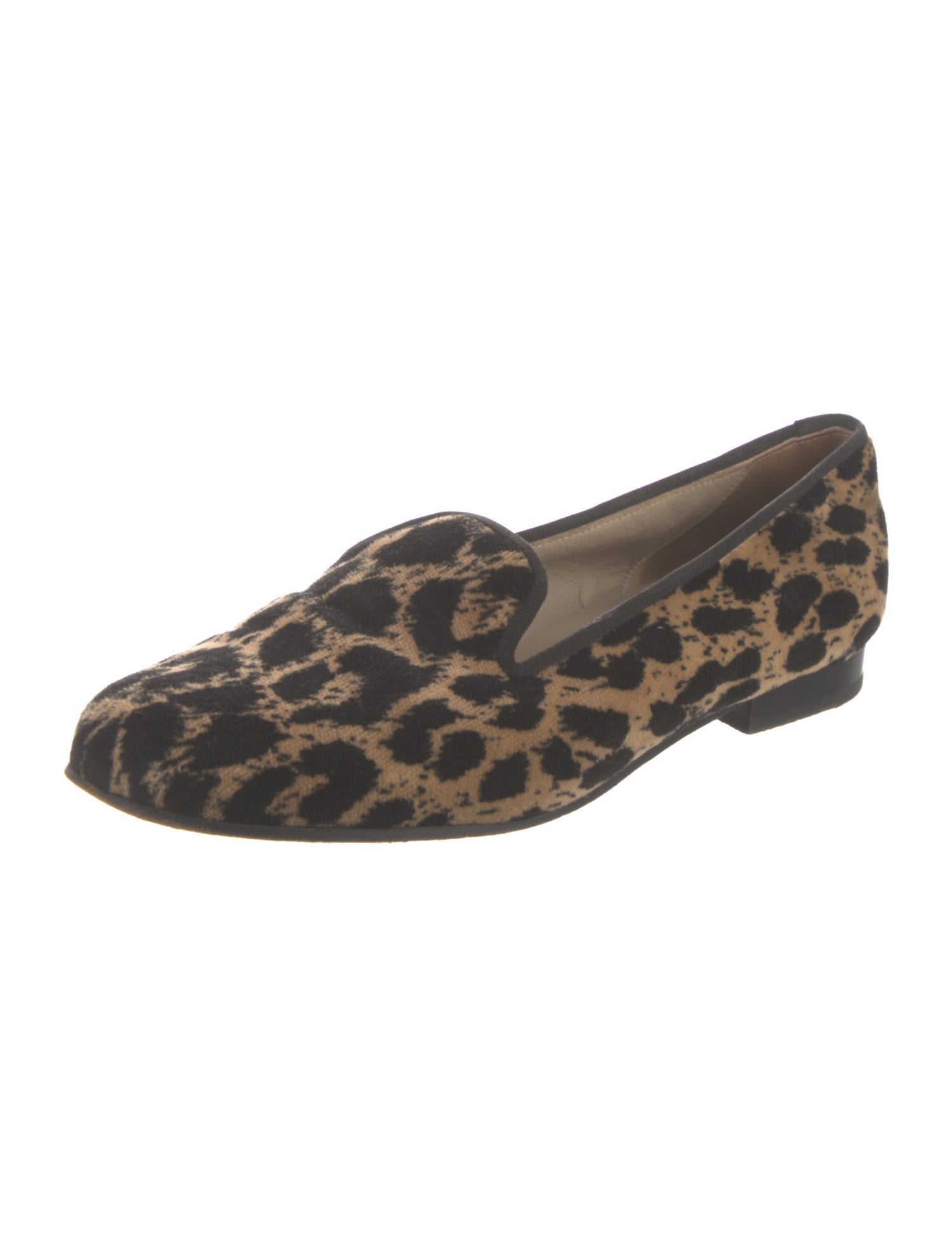 Stubbs & Wootton Velvet Animal Print Loafers