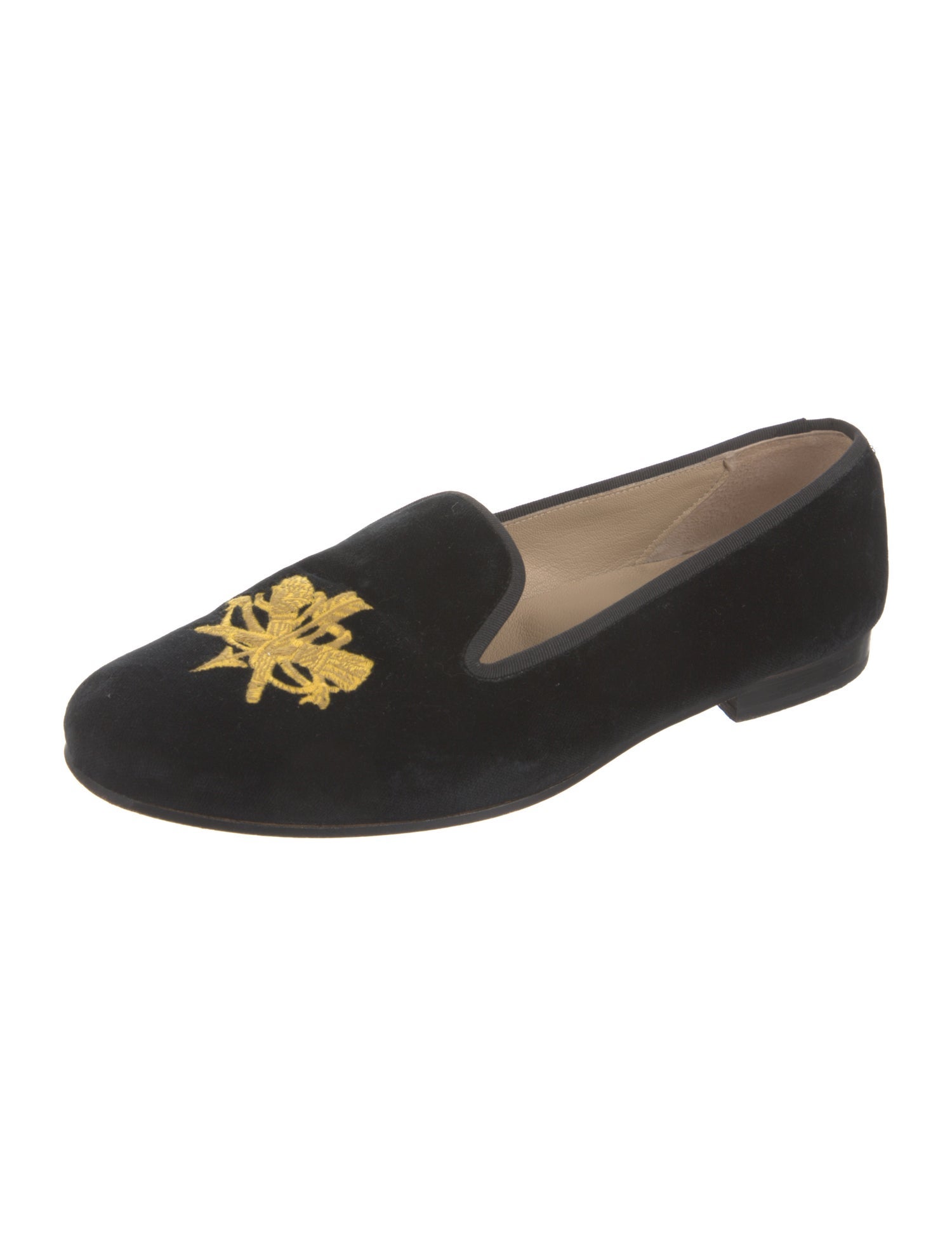 Stubbs & Wootton Velvet Embroidered Accent Loafers