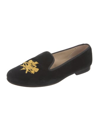 Stubbs & Wootton Velvet Embroidered Accent Loafers