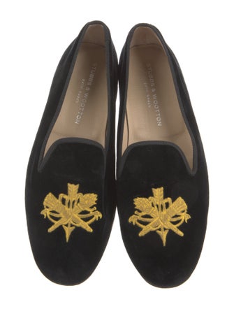 Stubbs & Wootton Velvet Embroidered Accent Loafers