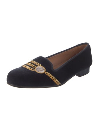 Stubbs & Wootton Velvet Embroidered Accent Loafers