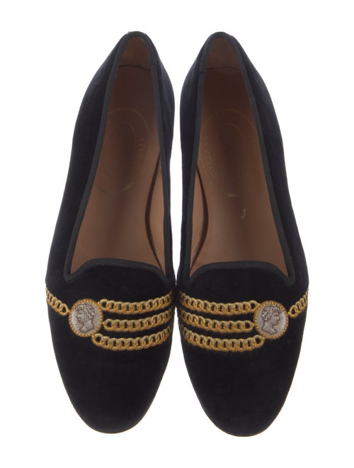 Stubbs & Wootton Velvet Embroidered Accent Loafers