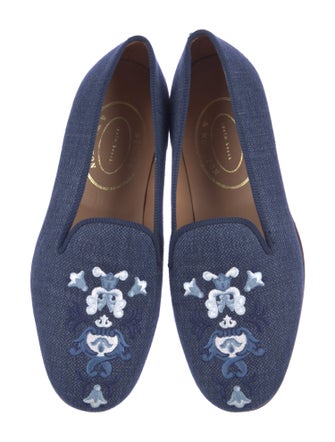 Stubbs & Wootton Canvas Embroidered Accent Loafers
