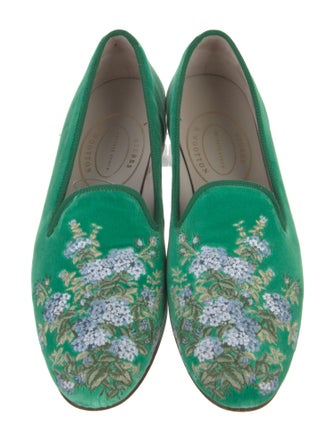 Stubbs & Wootton Velvet Graphic Print Loafers