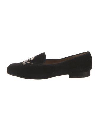 Stubbs & Wootton Velvet Embroidered Accent Loafers