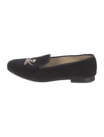 Stubbs & Wootton Velvet Embroidered Accent Loafers