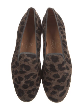 Stubbs & Wootton Velvet Animal Print Loafers