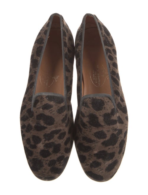 Stubbs & Wootton Velvet Animal Print Loafers