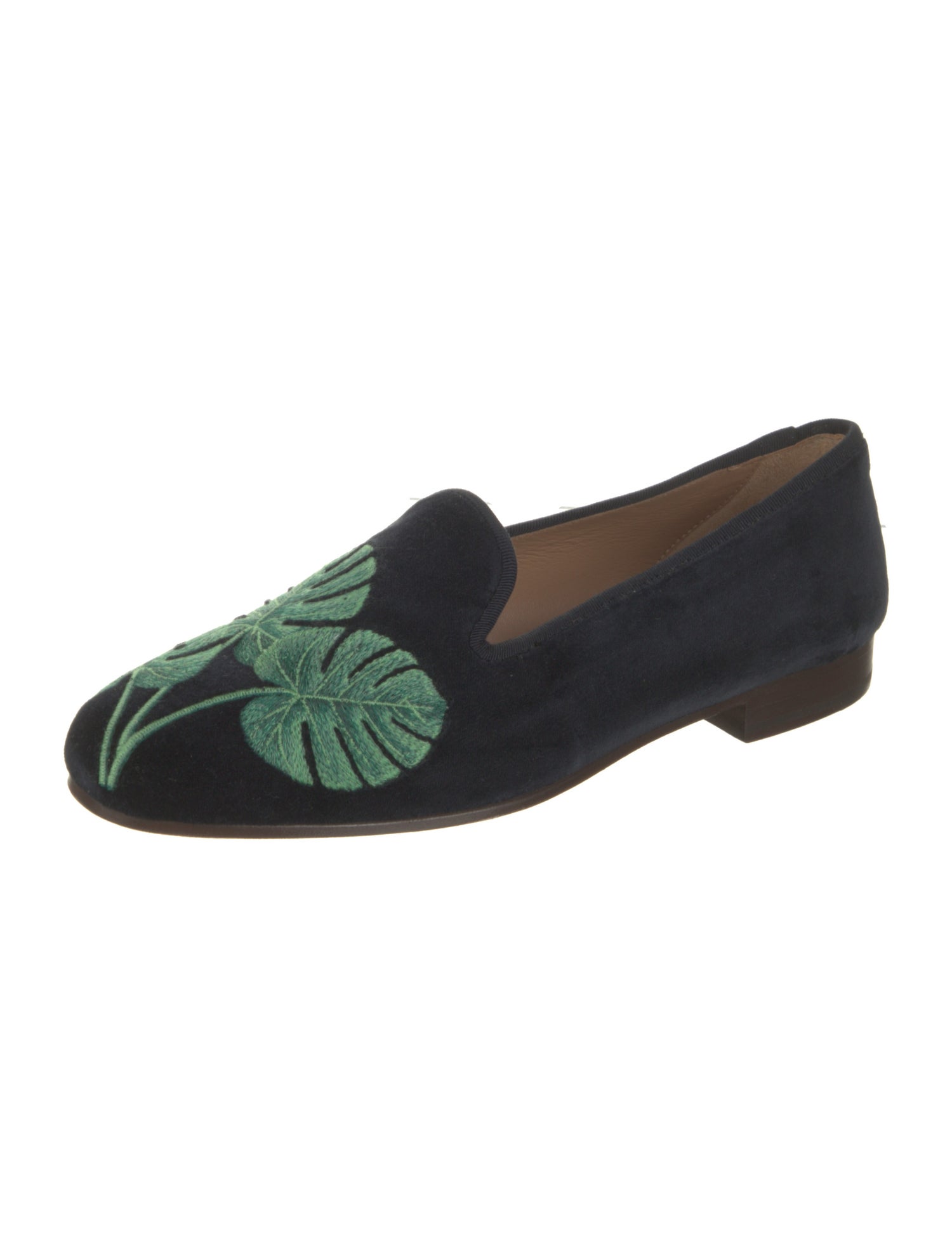 Stubbs & Wootton Velvet Graphic Print Loafers