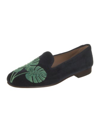 Stubbs & Wootton Velvet Graphic Print Loafers