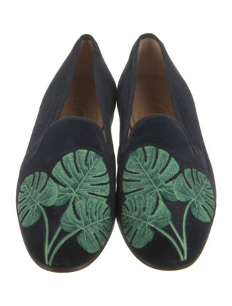 Stubbs & Wootton Velvet Graphic Print Loafers