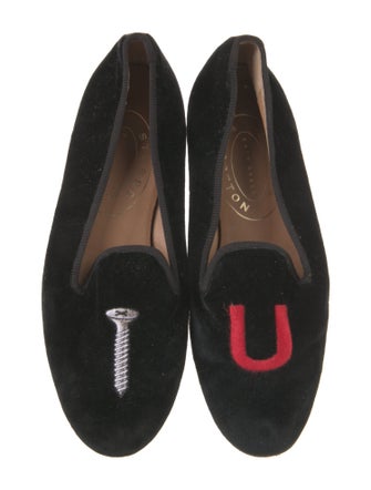 Stubbs & Wootton Velvet Embroidered Accent Loafers