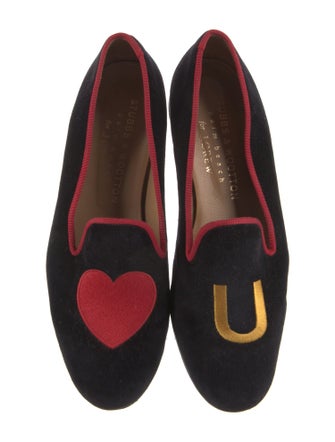 Stubbs & Wootton Velvet Embroidered Accent Loafers