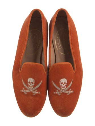 Stubbs & Wootton Velvet Embroidered Accent Loafers