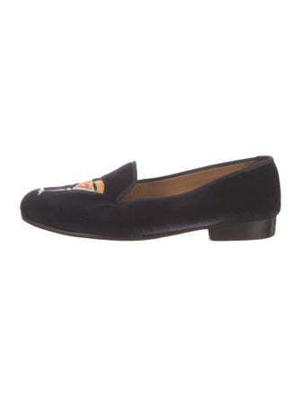 Stubbs & Wootton Velvet Embroidered Accent Loafers