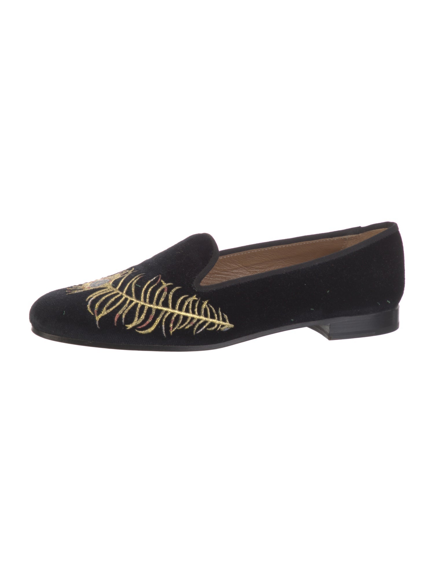 Stubbs & Wootton Velvet Embroidered Accent Loafers