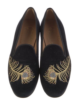 Stubbs & Wootton Velvet Embroidered Accent Loafers