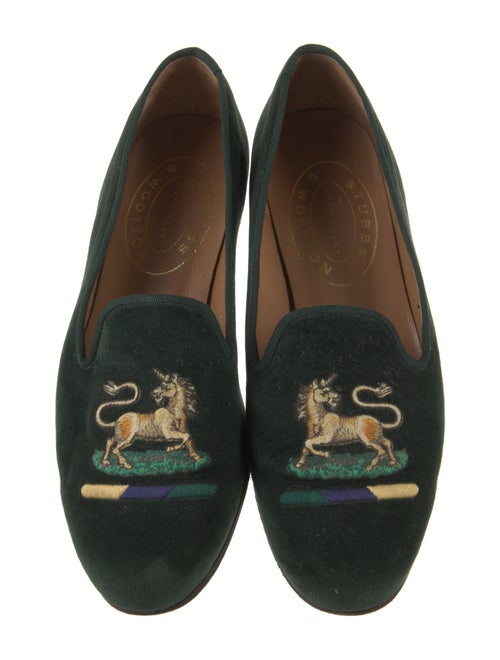 Stubbs & Wootton Velvet Graphic Print Loafers