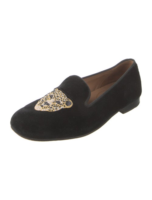 Stubbs & Wootton Velvet Embroidered Accent Loafers