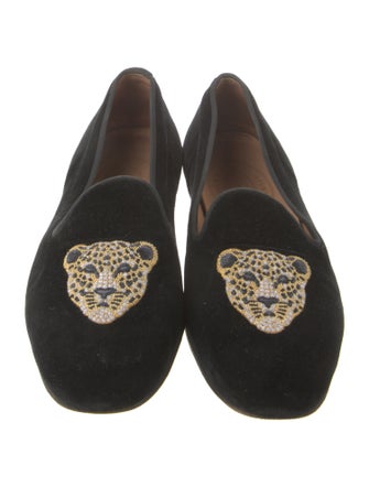 Stubbs & Wootton Velvet Embroidered Accent Loafers