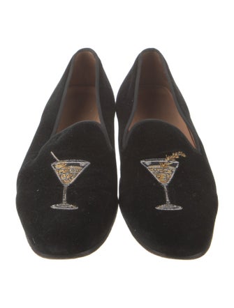 Stubbs & Wootton Velvet Embroidered Accent Loafers