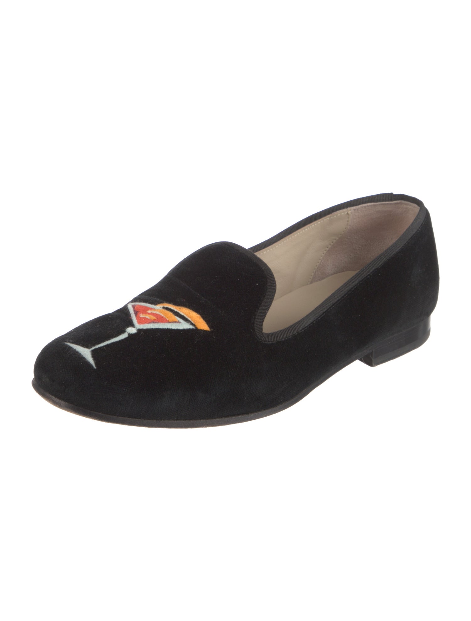 Stubbs & Wootton Velvet Embroidered Accent Loafers