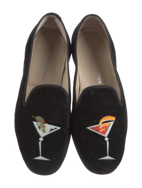 Stubbs & Wootton Velvet Embroidered Accent Loafers