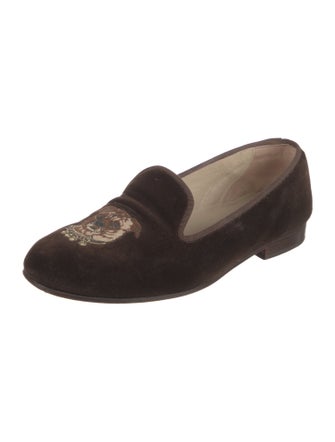 Stubbs & Wootton Velvet Embroidered Accent Loafers