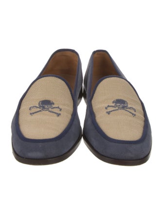Stubbs & Wootton Suede Grosgrain Trim Loafers