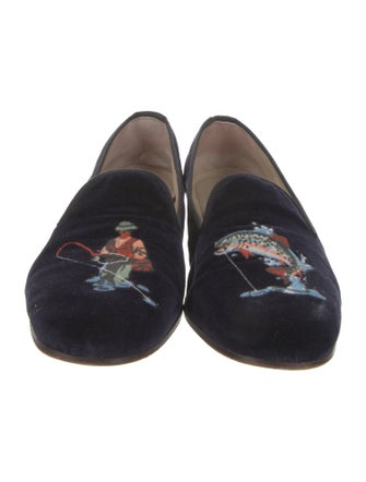 Stubbs & Wootton Velvet Embroidered Accent Loafers