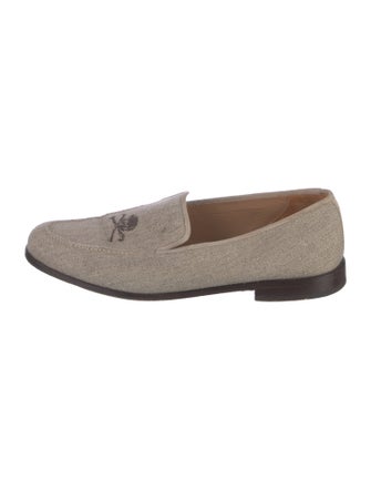 Stubbs & Wootton Canvas Embroidered Accent Loafers