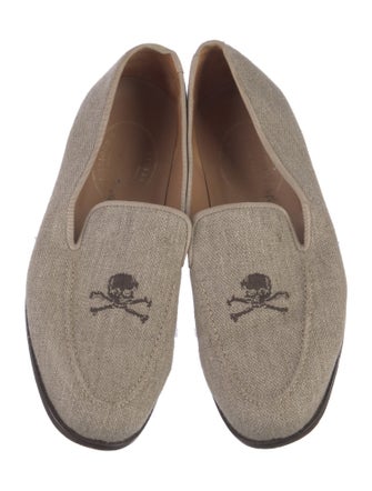 Stubbs & Wootton Canvas Embroidered Accent Loafers