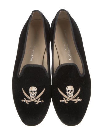 Stubbs & Wootton Velvet Embroidered Accent Loafers