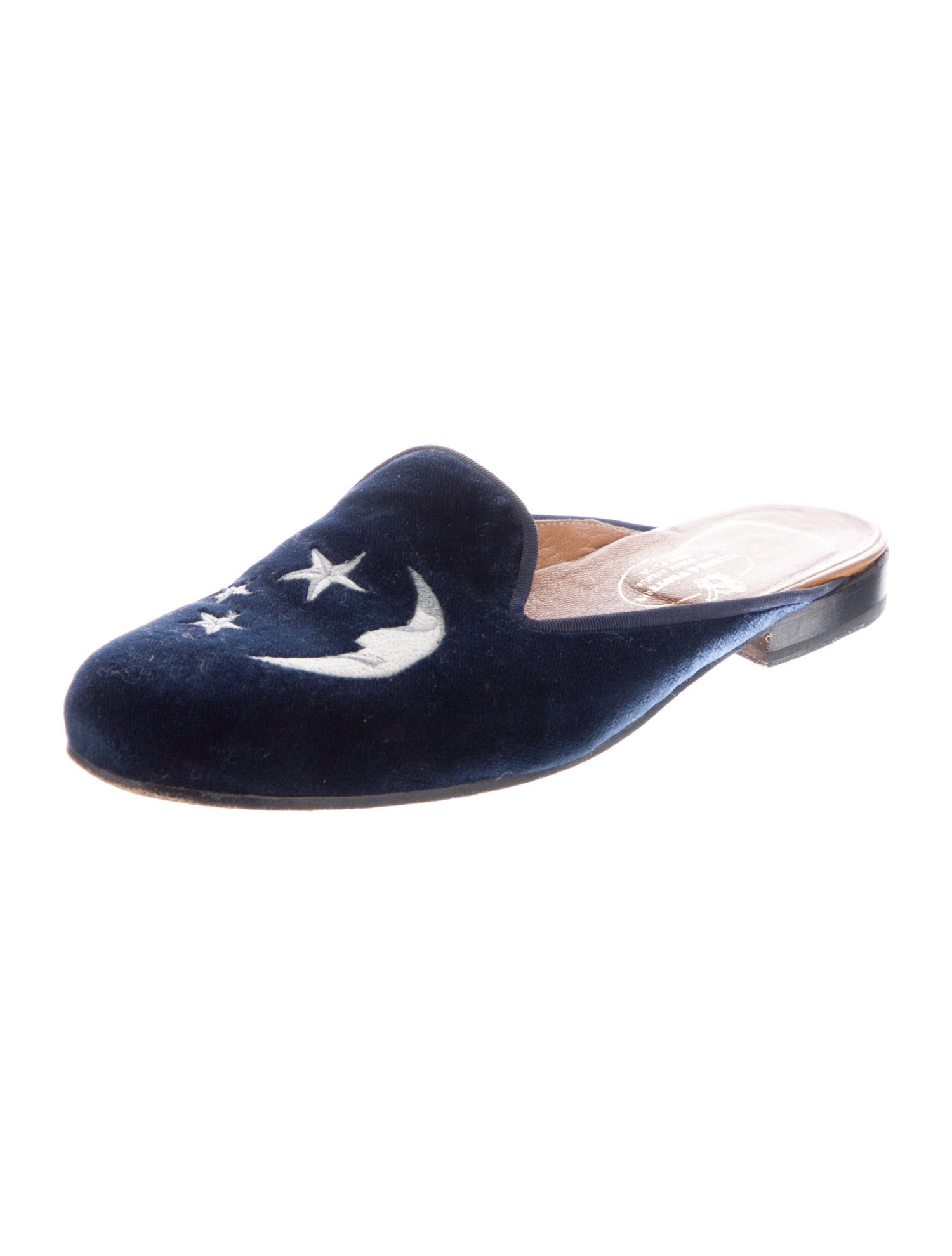 Stubbs & Wootton Velvet Embroidered Accent Mules