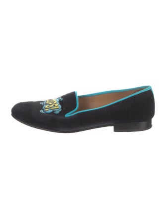 Stubbs & Wootton Velvet Embroidered Accent Loafers