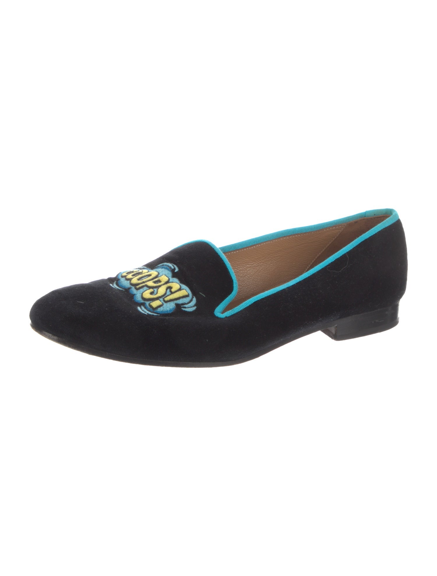Stubbs & Wootton Velvet Embroidered Accent Loafers