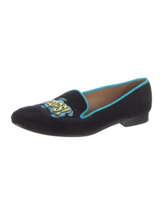 Stubbs & Wootton Velvet Embroidered Accent Loafers
