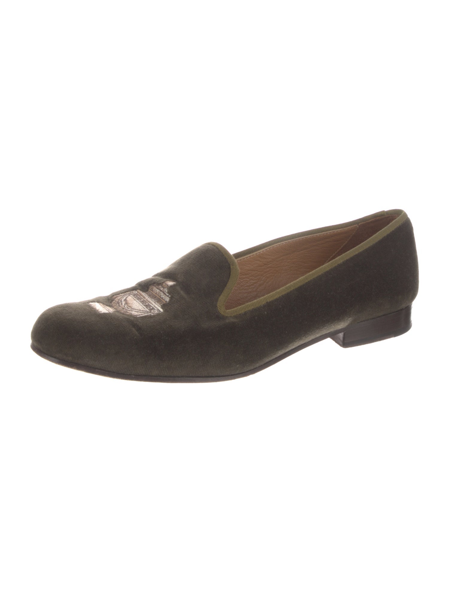 Stubbs & Wootton Velvet Embroidered Accent Loafers
