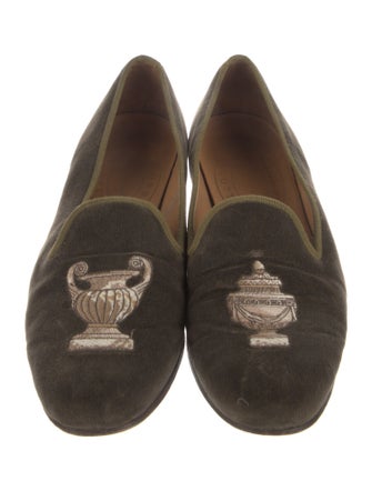 Stubbs & Wootton Velvet Embroidered Accent Loafers