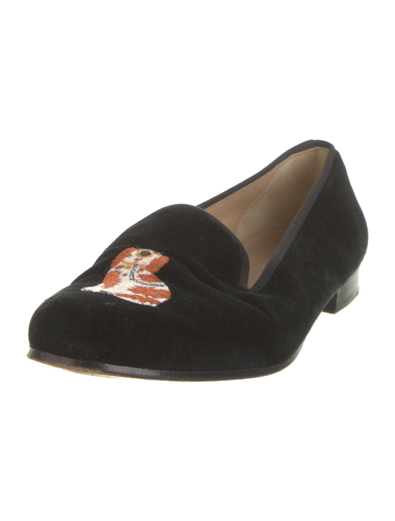 Stubbs & Wootton Velvet Embroidered Accent Loafers
