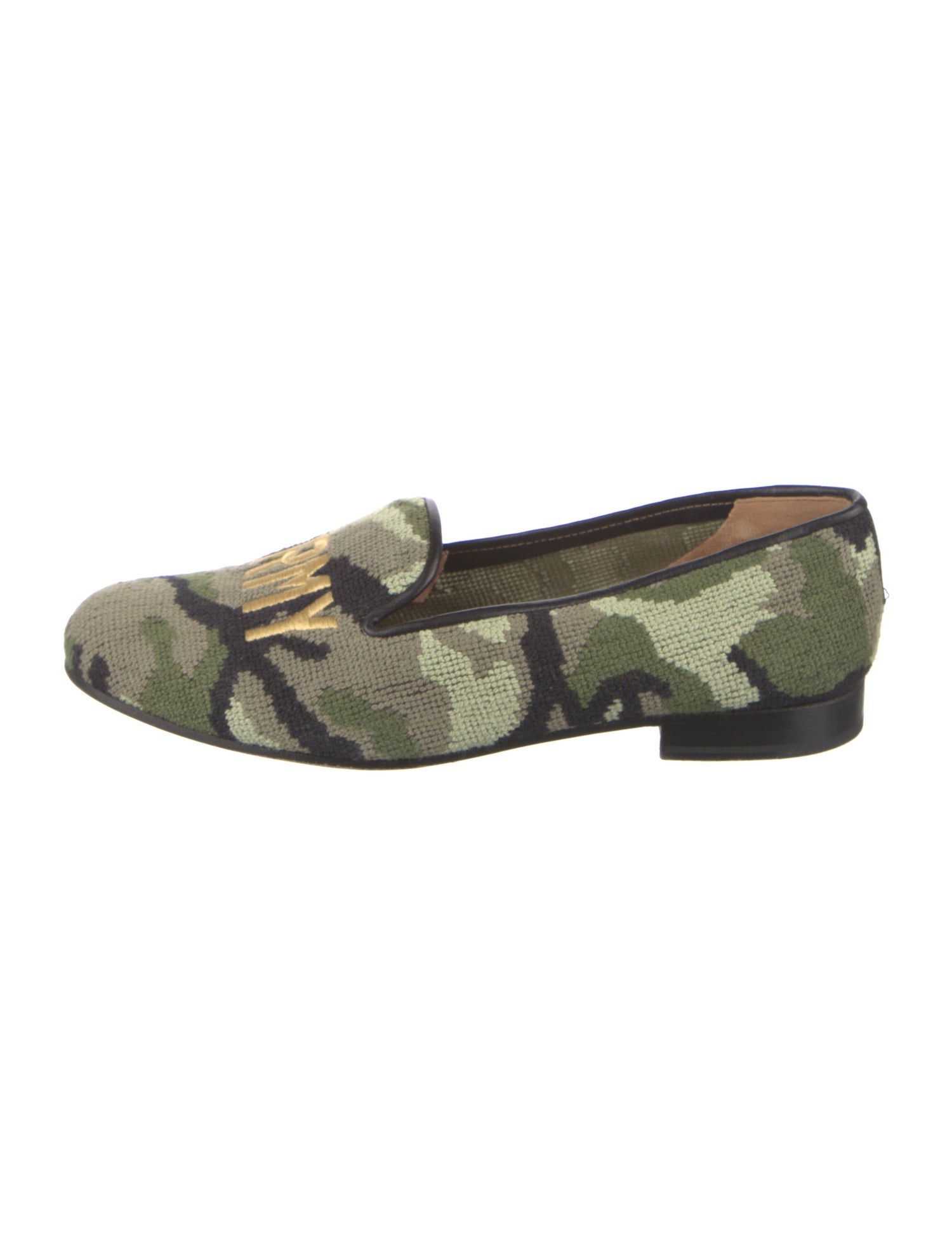 Stubbs & Wootton Camouflage Print Leather Trim Embellishment Loafers
