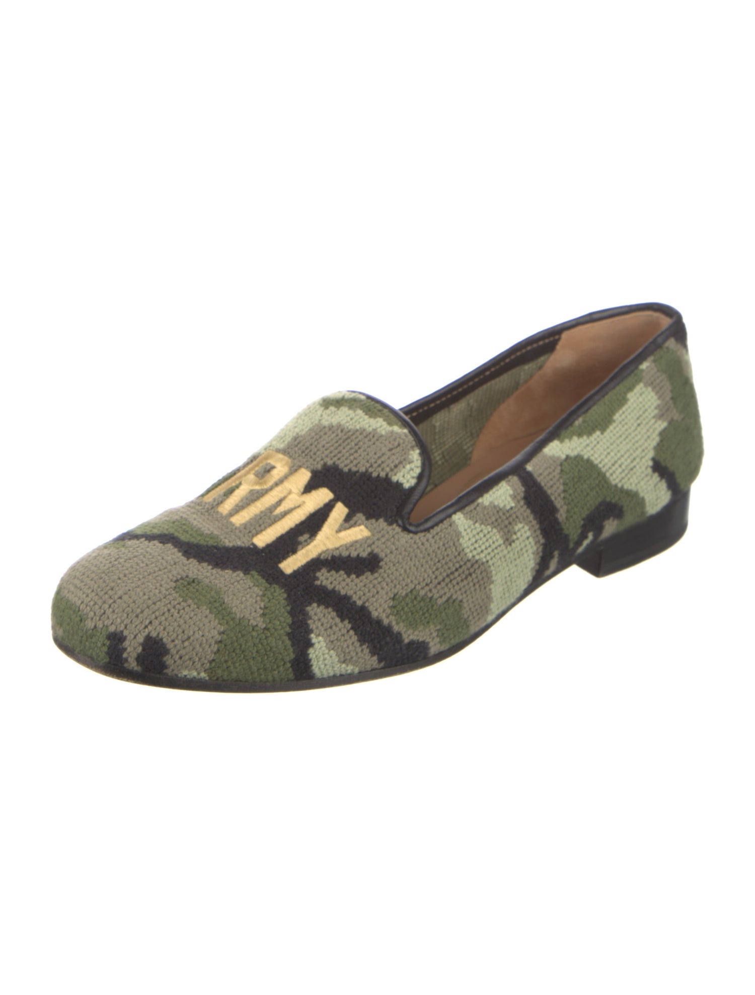 Stubbs & Wootton Camouflage Print Leather Trim Embellishment Loafers