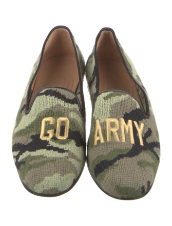 Stubbs & Wootton Camouflage Print Leather Trim Embellishment Loafers