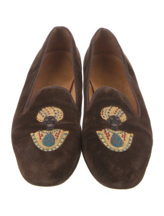 Stubbs & Wootton Suede Embroidered Accent Loafers