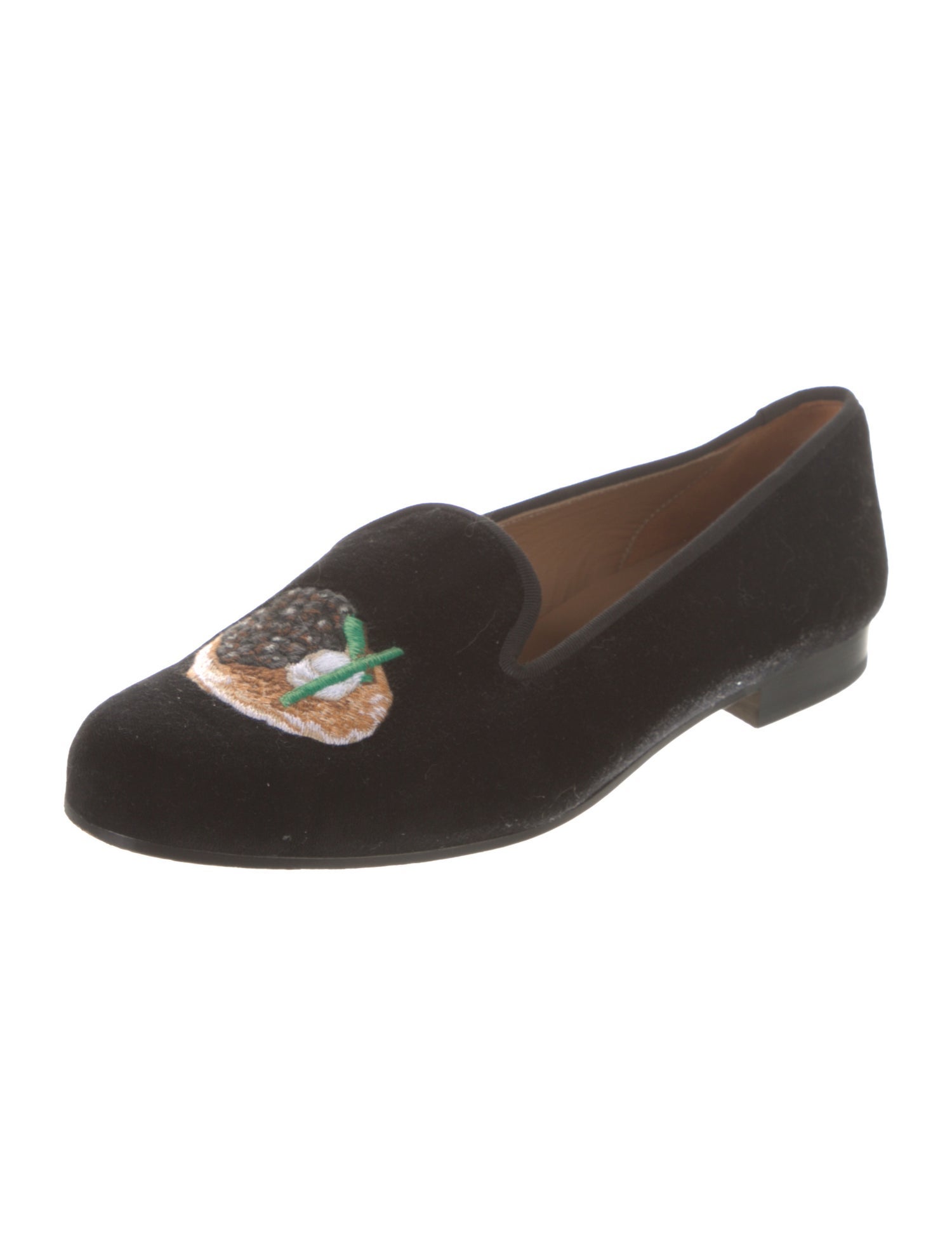 Stubbs & Wootton Velvet Embroidered Accent Loafers