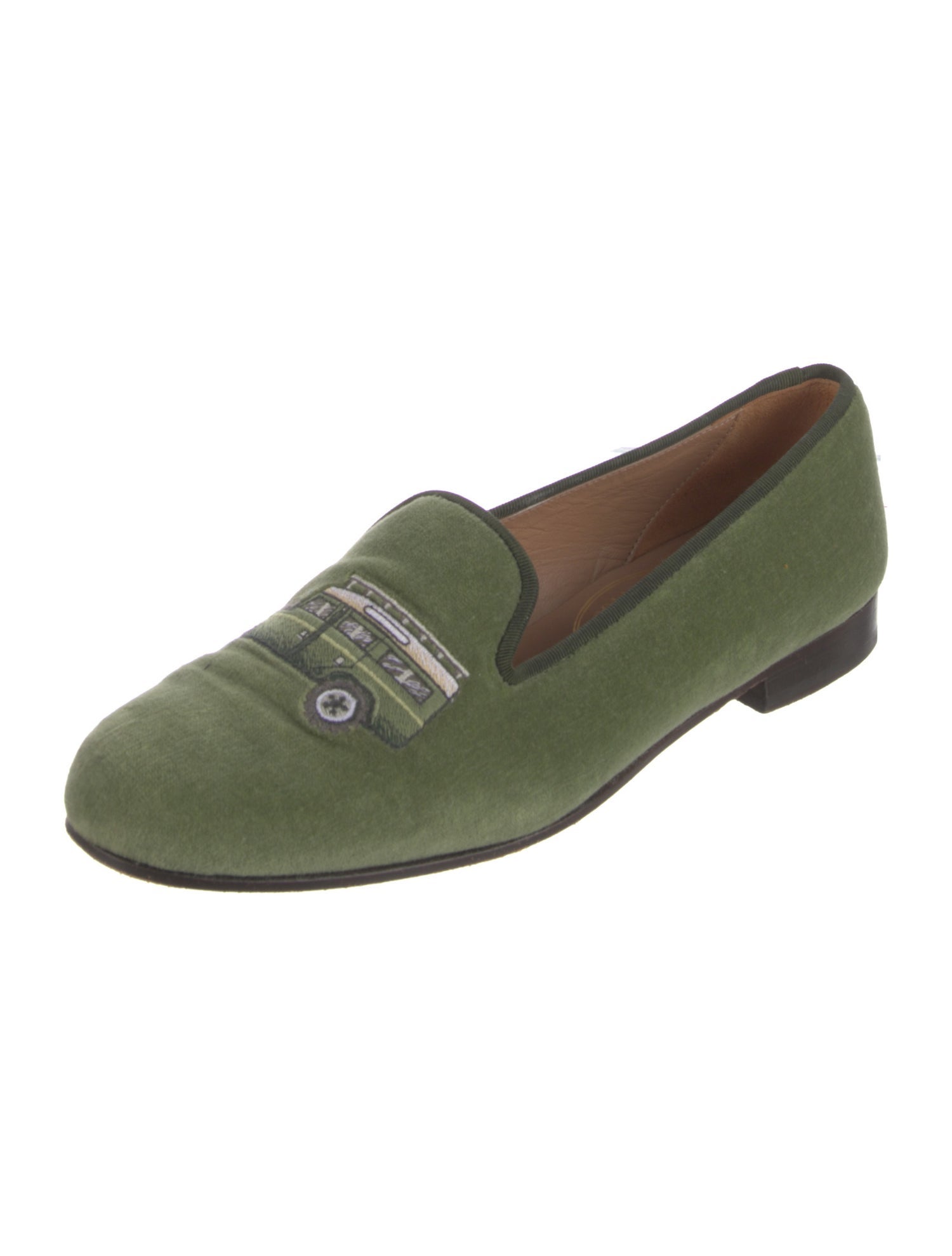 Stubbs & Wootton Velvet Embroidered Accent Loafers