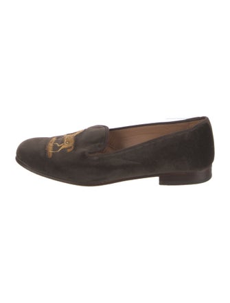 Stubbs & Wootton Velvet Embroidered Accent Loafers